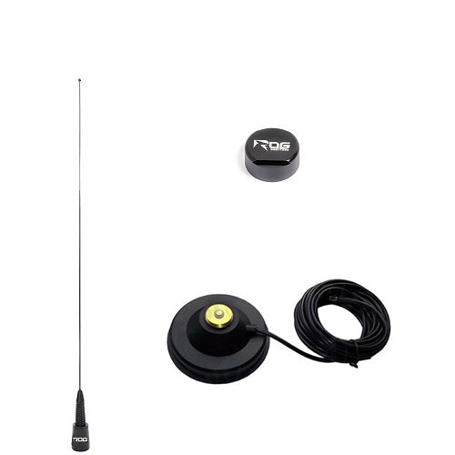 Bundle - Antenne de toit RoG® Black Edition 80 cm pour GPS Garmin + base magnétique PVC + capuchon de protection