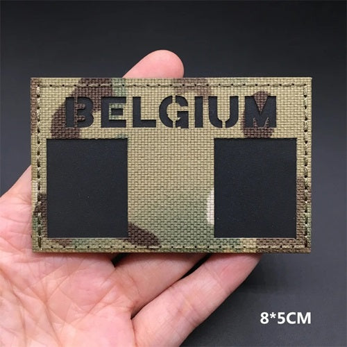 Écusson brodé à drapeau réfléchissant infrarouge - Belgique
