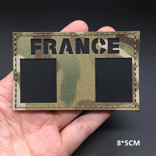 Écusson brodé à drapeau réfléchissant infrarouge - France