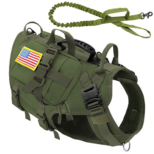 Harnais militaire pour chien - Ensemble complet USA - Vert