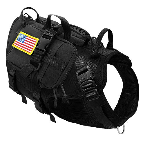 Harnais militaire pour chien - Harnais + sacoches USA - Noir