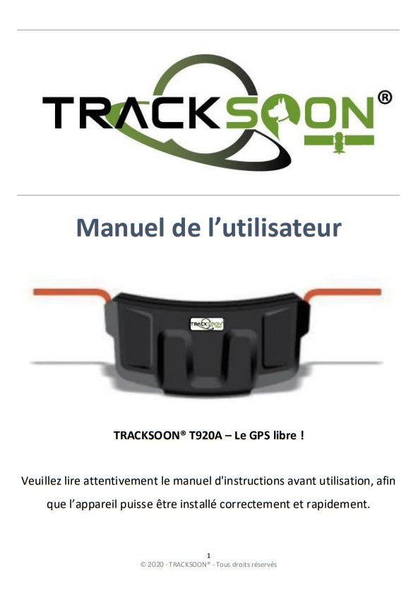 Manuel de l'utilisateur TRACKSOON® T920A