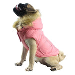 Veste réchauffante pour chiens de taille petite à moyenne à poches avec scratch et capuche amovible couleur rose